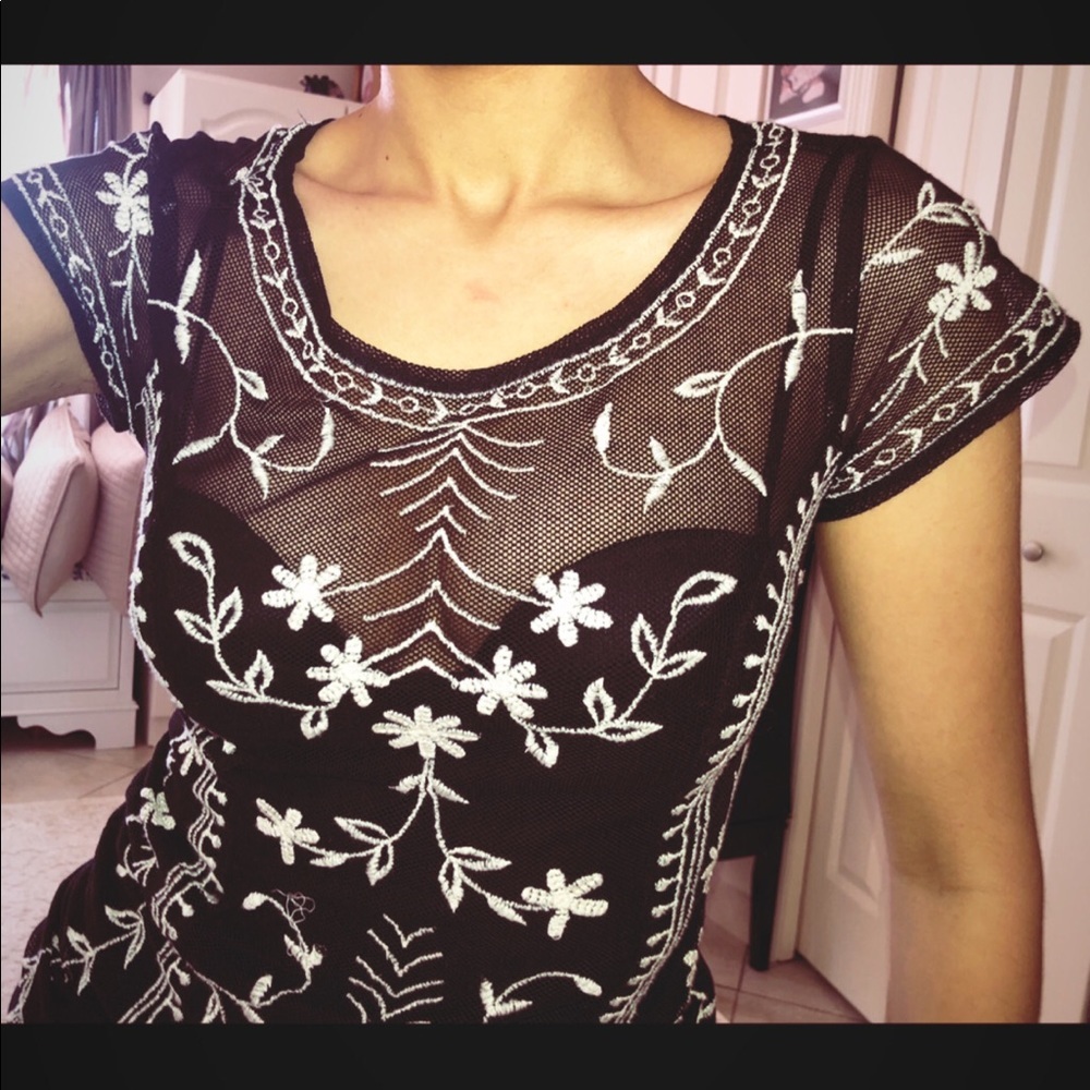 Embroidered black dress
